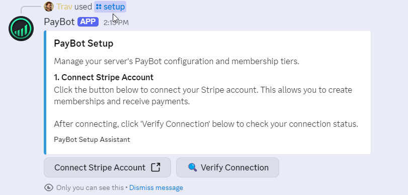 PayBot setup interface